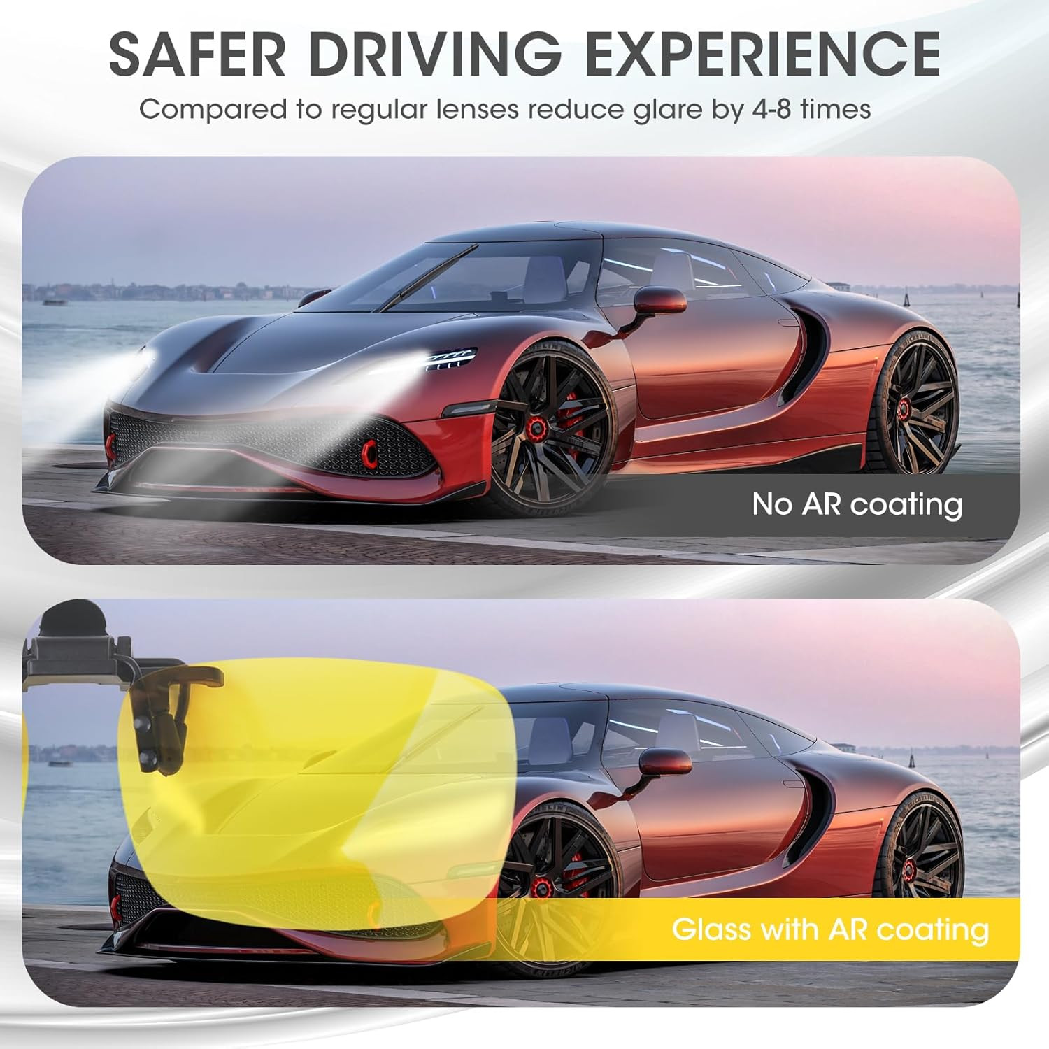 Clip on Polarized Night Vision Driving Glasses Flip up UV400 Wear Over Eyeglasse