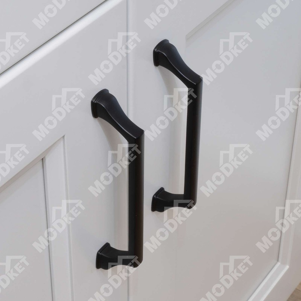 Solid Matte Black Modern Cabinet Pulls Knobs Handles Kitchen Bathroom Drawers