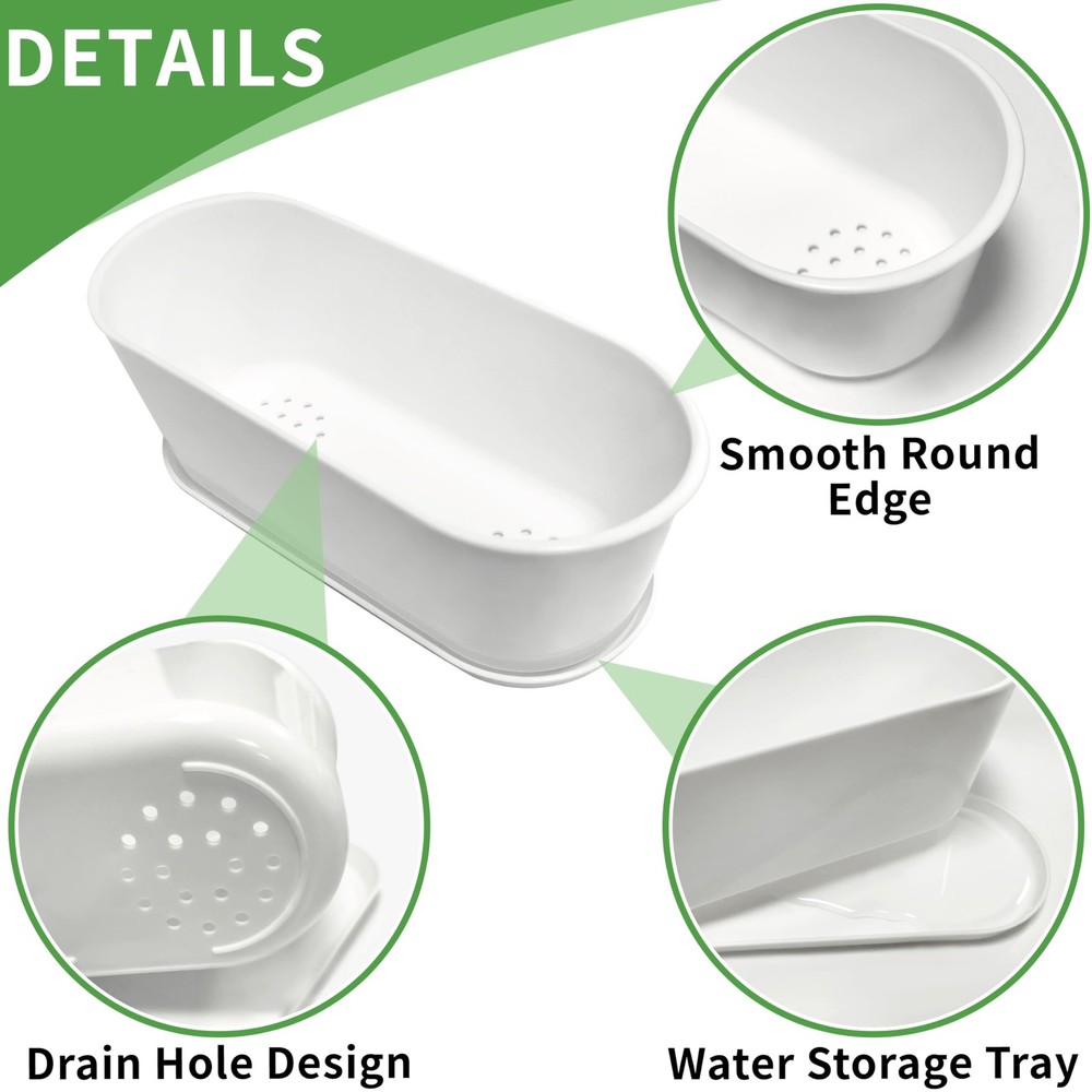 Torfican 5 Set Window Herb Planter Box Rectangular,8.5x3.5 Inch 5, White
