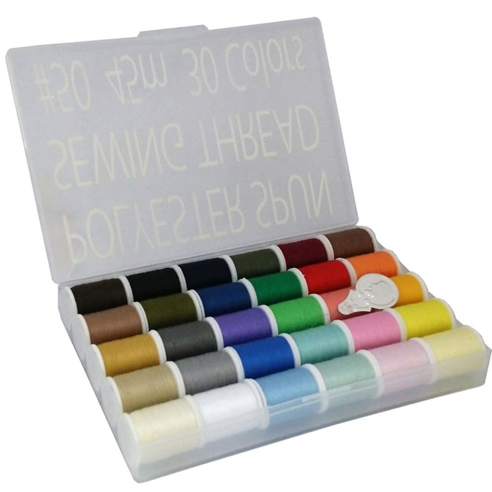 30-Color Handy Polyester Sewing Thread Set, 45m Each | Model 93011