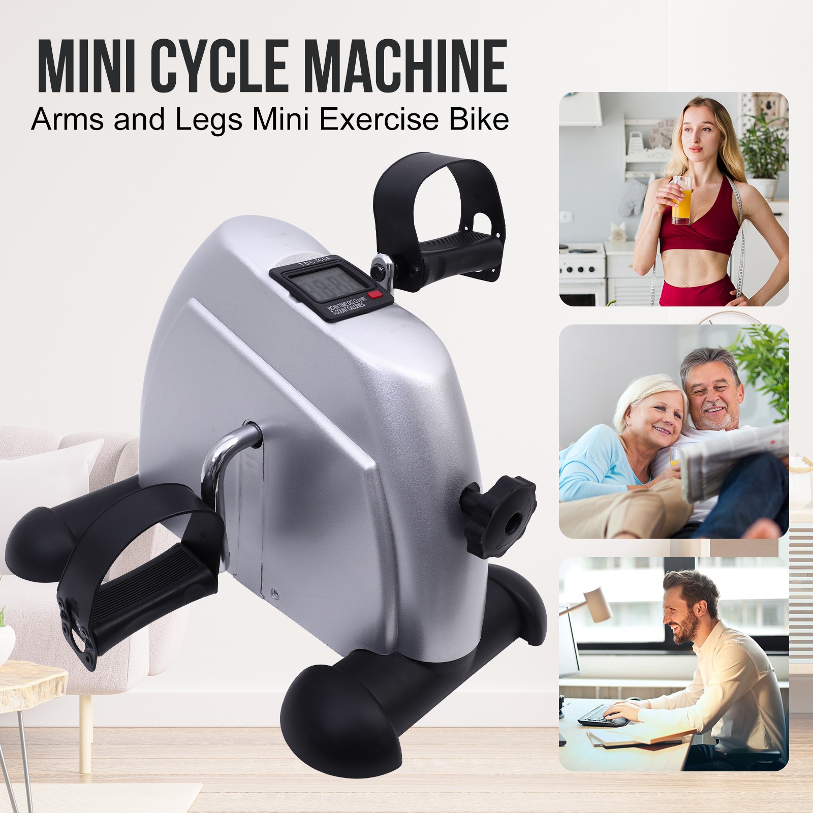 Portable Mini Cycle Bike Foot Pedal Exercise Machine Arm Leg Recovery Peddle US