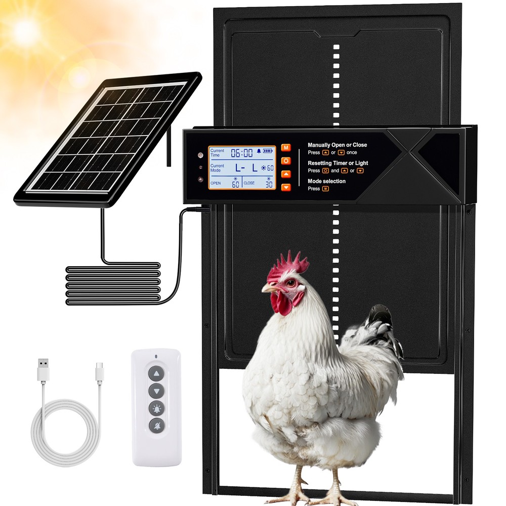 Large Size Solar Powered Automatic Chicken Coop Door with Timer & Light Sensor