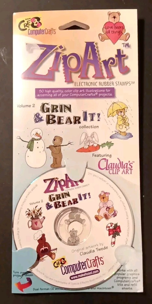 Zip Art CD Electronic Rubber Stamps GRIN & BEAR IT Collection Volume # 2