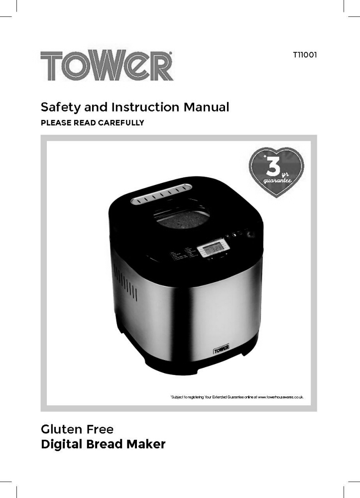 Tower T11001 Bread Machine Owners Manual