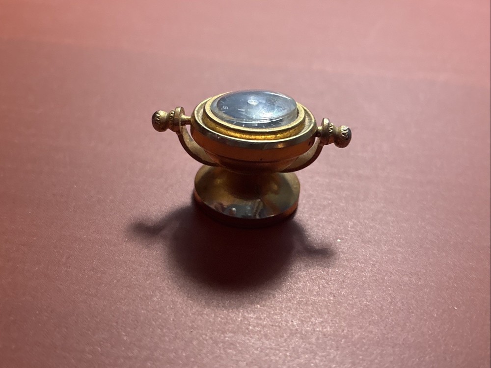 Miniature Brass Compass With Stand 7/8” Tall