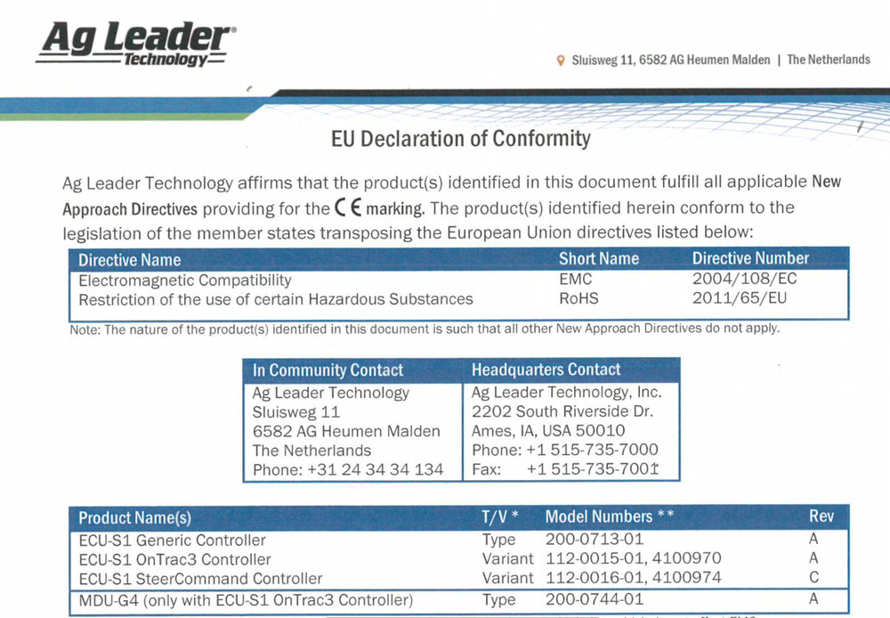 Ag Leader Steer Command ECU S-1 Controller Module 200-0713-01 *NEW READ*