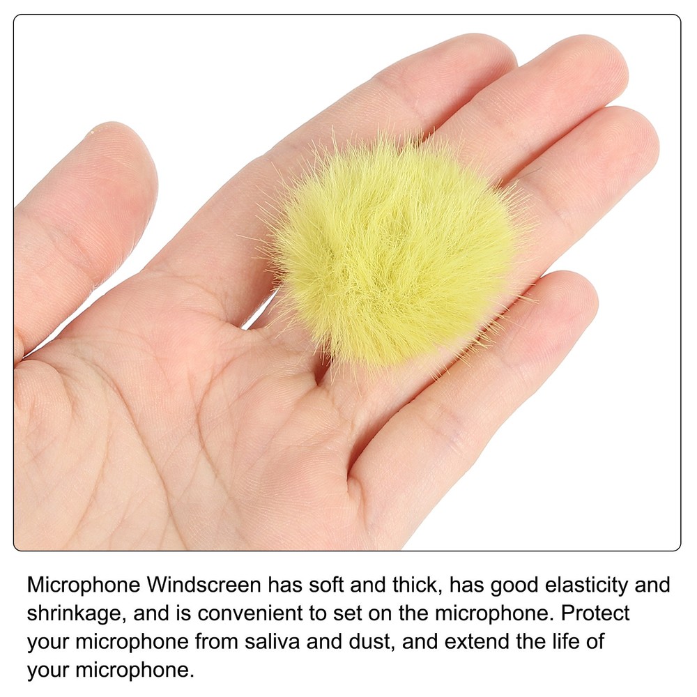 Furry Microphone Windscreen 5mm x 55mm for Microphone Yellow 1 Pack