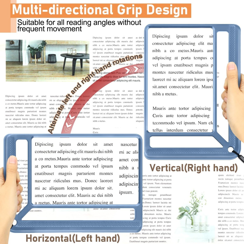 5X Full Page Magnifying Glass for Reading, Lightweight Rectangular Magnifier ...