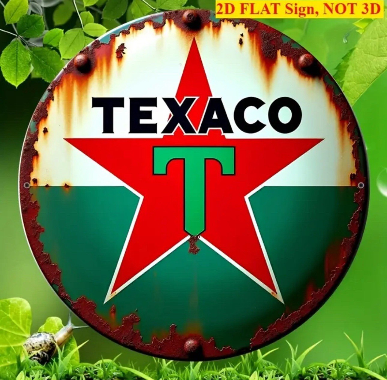 New Tin Sign Texaco Round Garage Gas Station Auto Man Cave 8x8 Distressed Look