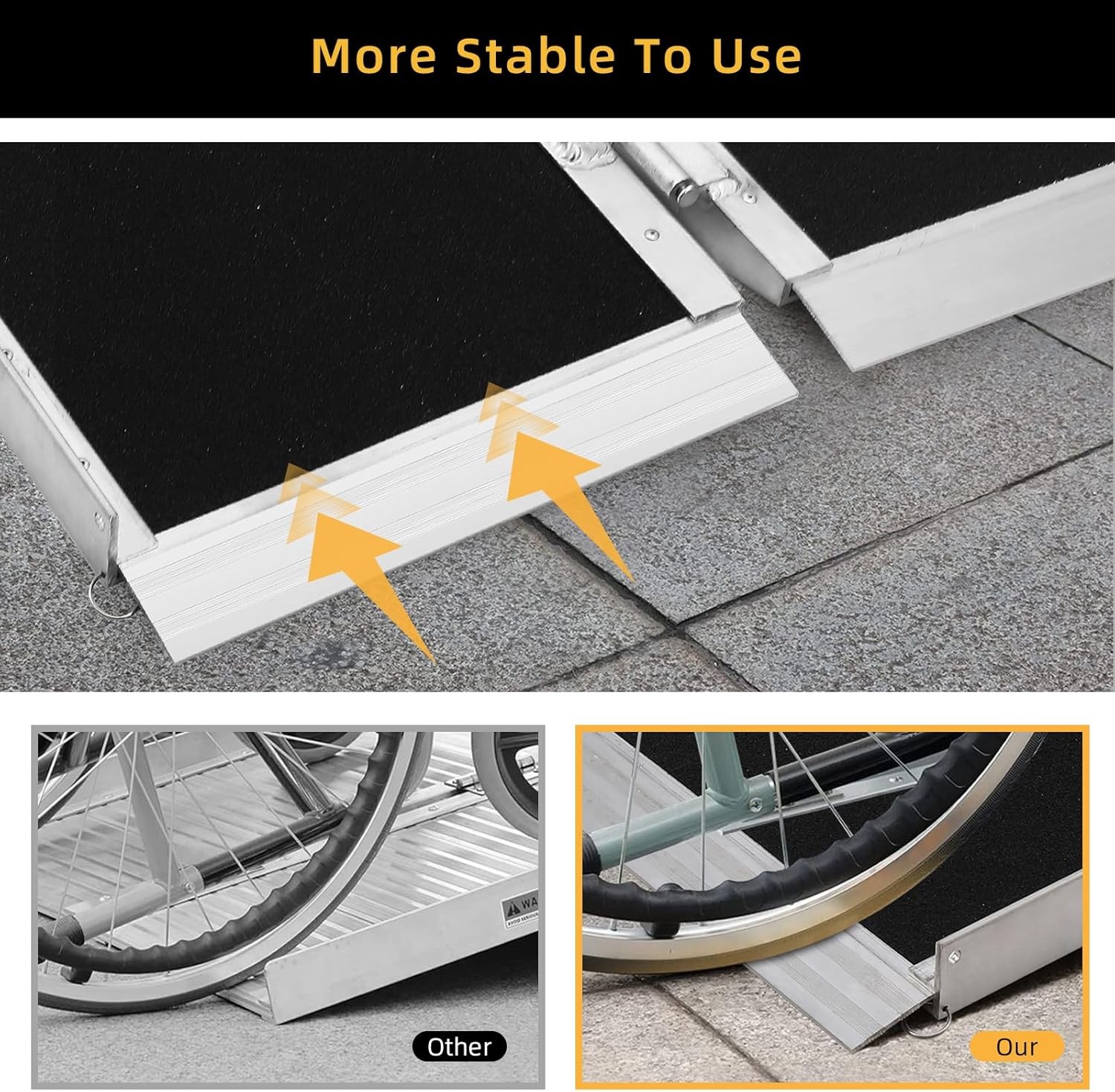 5 ft 800 lbs Folding Wheelchair Ramp Aluminum Mobility Ramp Portable Non-Slip