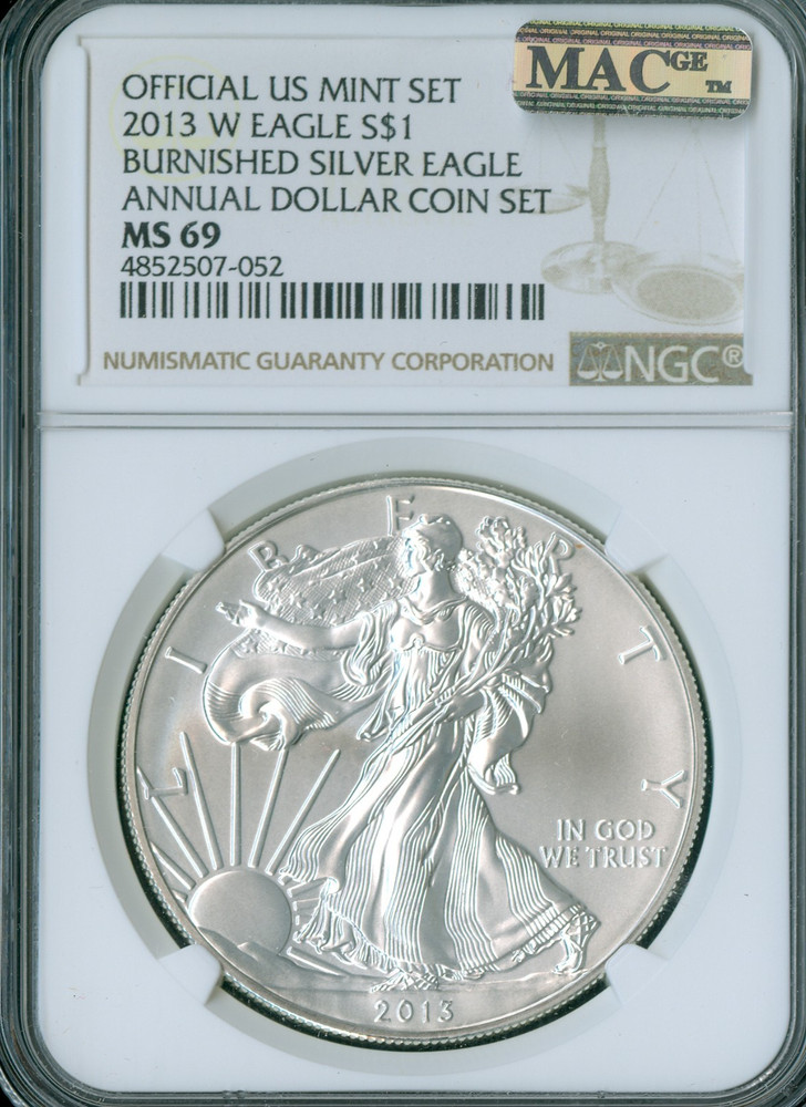 2013 W SILVER EAGLE ANNUAL SET NGC MS69 MAC SPOTLESS .