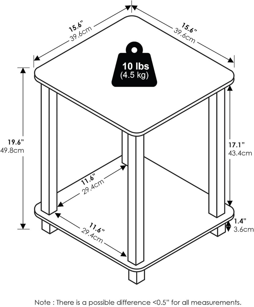 Simplistic Side Table Set of 2 End Table Night Stand Nightstand Bedside Table