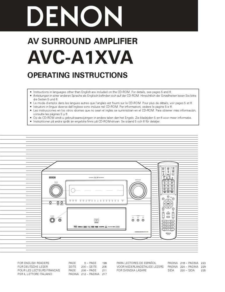 Denon AVC-A11XVA Amplifier Owners Manual