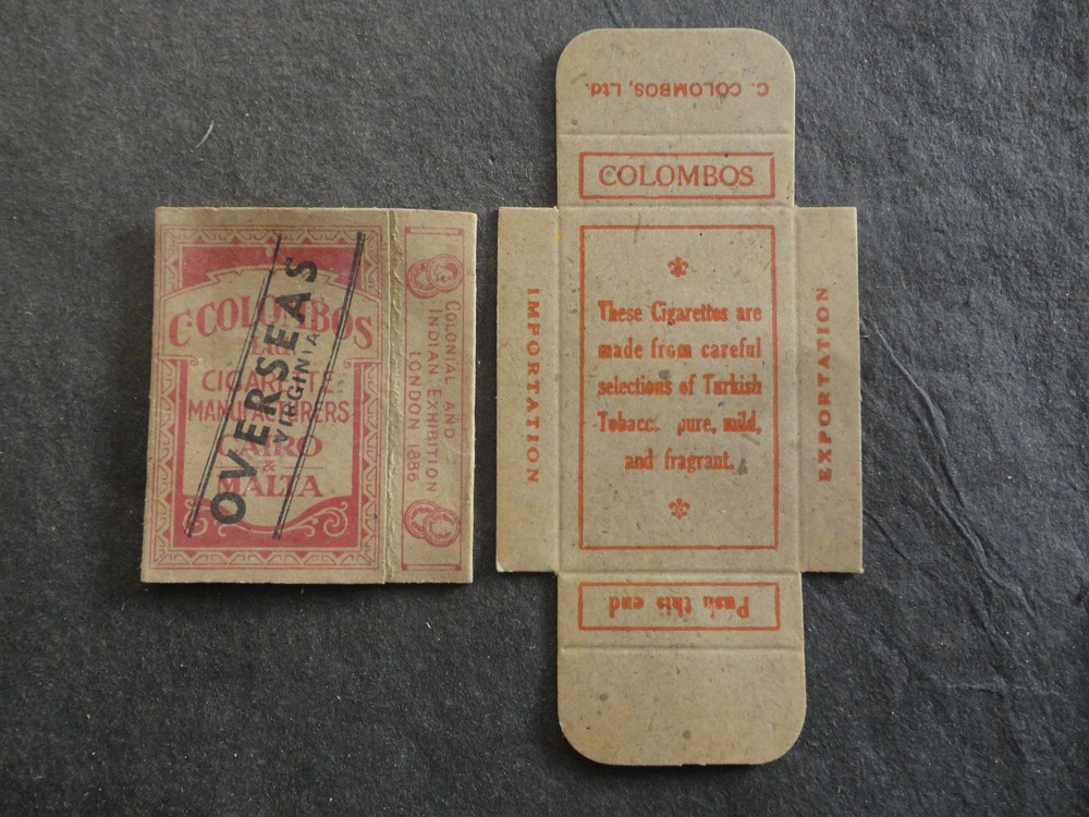 C.COLOMBOS OVERPRINT CIGARETTE PACKET