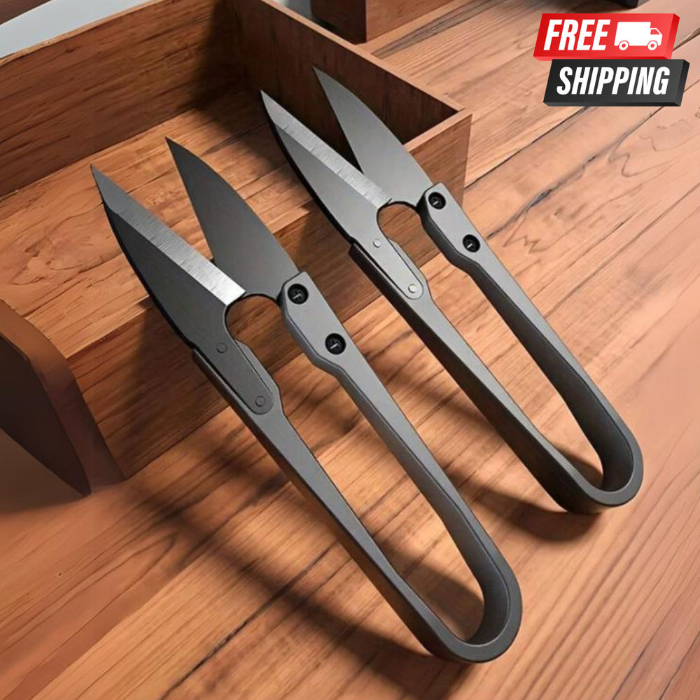 2pcs Scissors Needle & Thread U-Shaped Black Yarn Small Cutting Thread 4"Scissor