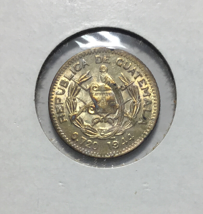 Guatemala 1944 5 Centavos Silver Coin + UNCIRCULATED + 🇬🇹 ✅️