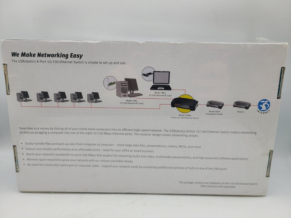 USRobotics (USR7908A) 8-Ports External Switch, NEW, Networking