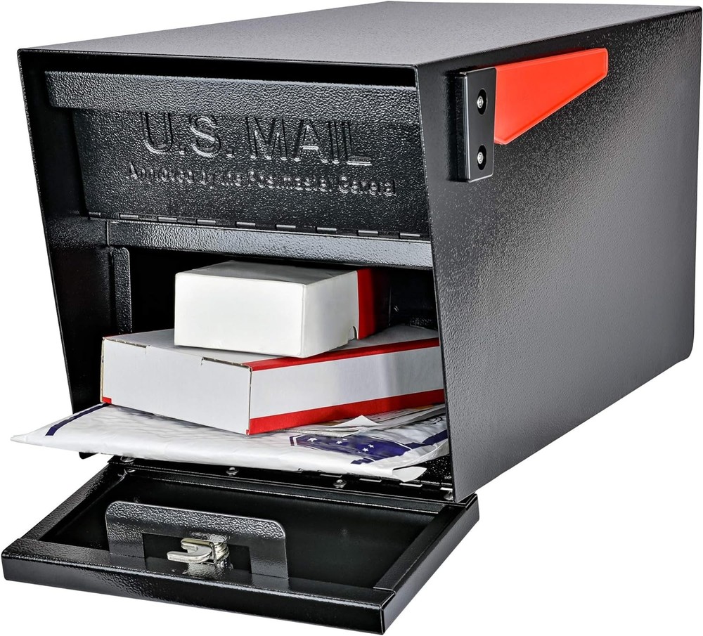 Locking Security Mailbox Large Curbside Mailbox with Key for Home Black