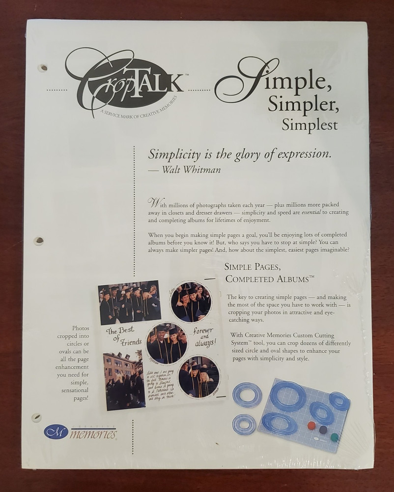 Creative Memories CROP TALK Scrapbook Instructions SIMPLE, SIMPLER, SIMPLEST