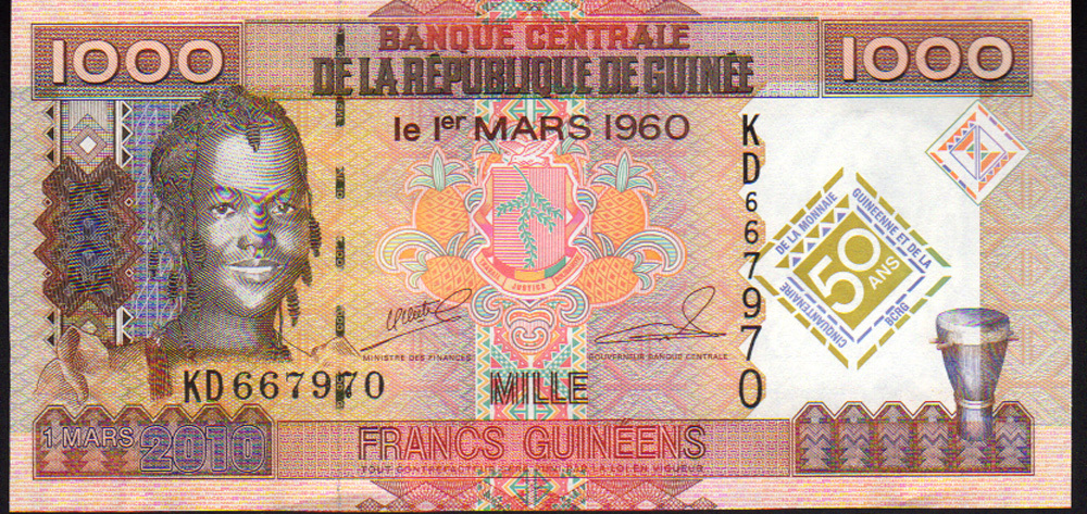 Guinea 1000 Franc 2010 P43 Mint Unc