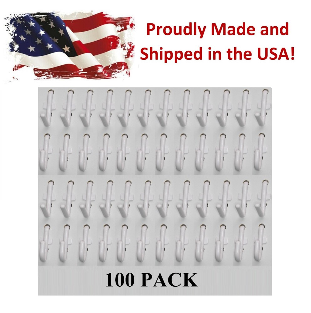 Plastic White Pegboard Wall Locking Hooks 50 J & 50 L Pack PEGBOARD NOT INCLUDED