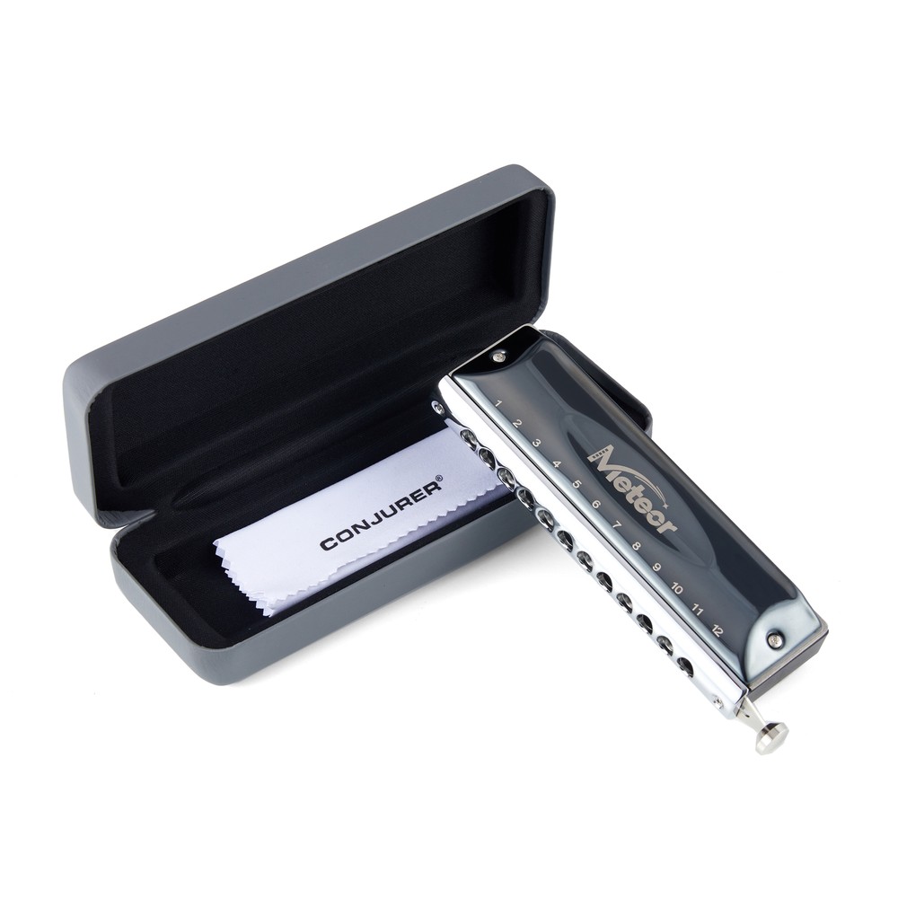 Chromatic Harmonica 12 Hole C Key Professional Harmonica with Case for Beginner