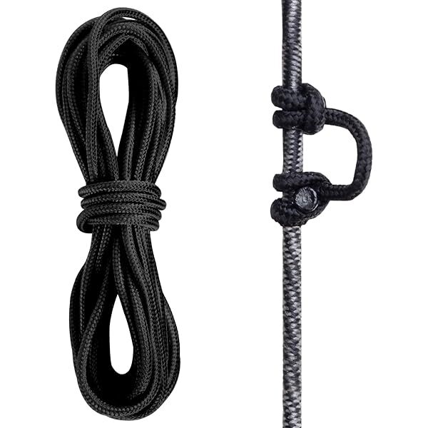 3', 6', 9', 12', 15' - BLACK - D Loop BCY # 24 Rope Material ARCHERY BOW STRING