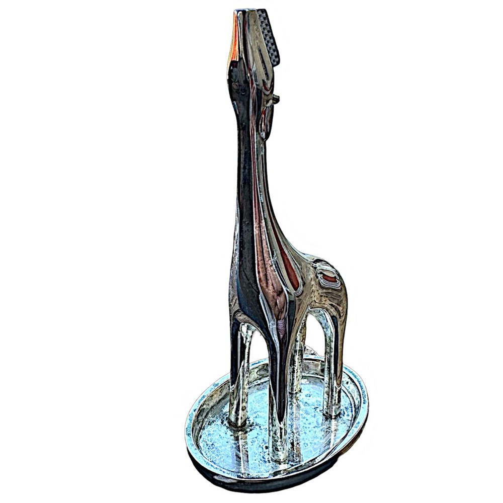 RED ENVELOPE Silver Plated Ring Holder 5” Giraffe Shape