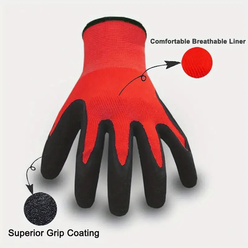 Wholesale 240 Pairs Crinkle Latex Rubber Coated Breathable Safety Work Gloves