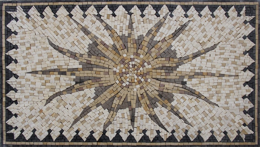 Mosaic Sun Mural Marble Wall Art Pool Tile Stone
