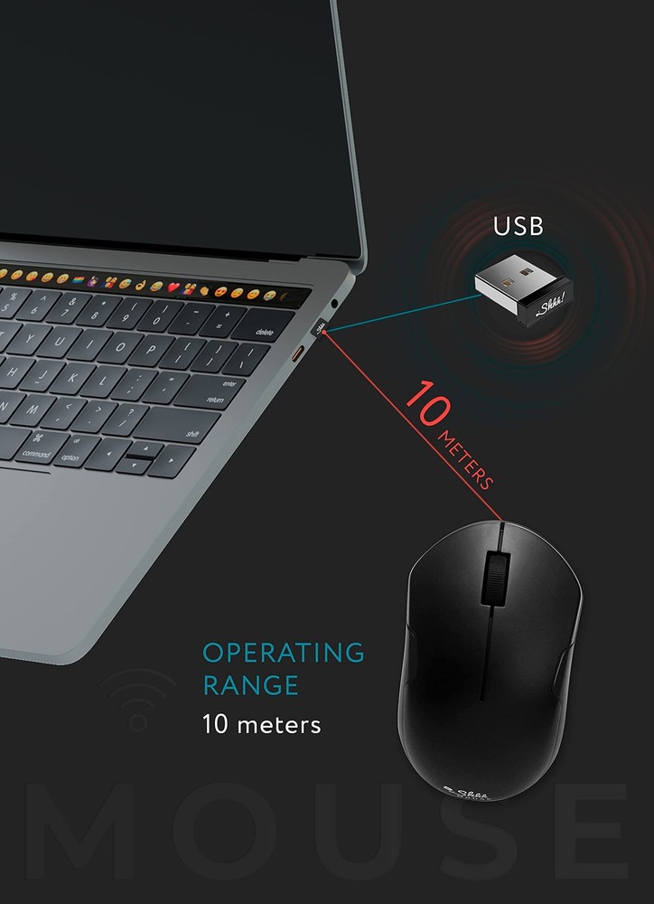 Wireless Silent Optical Mouse with USB Receiver Batteries Cordless Quiet