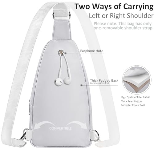 Sling Bag for Women Men, Glitter Crossbody Bags, Cute Mini Silver Bling Sparkly