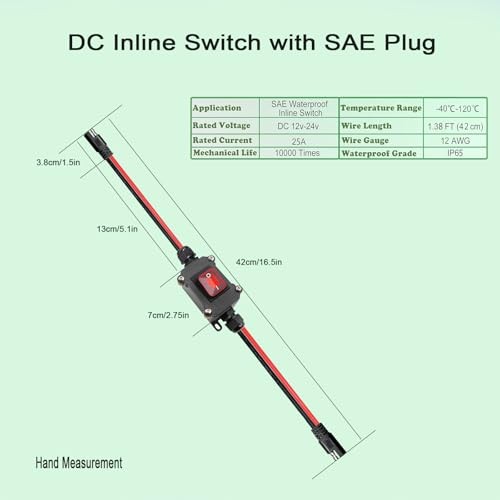 12V Inline Power Switch, Quick Connect/Disconnect switchs Power switch SAE red