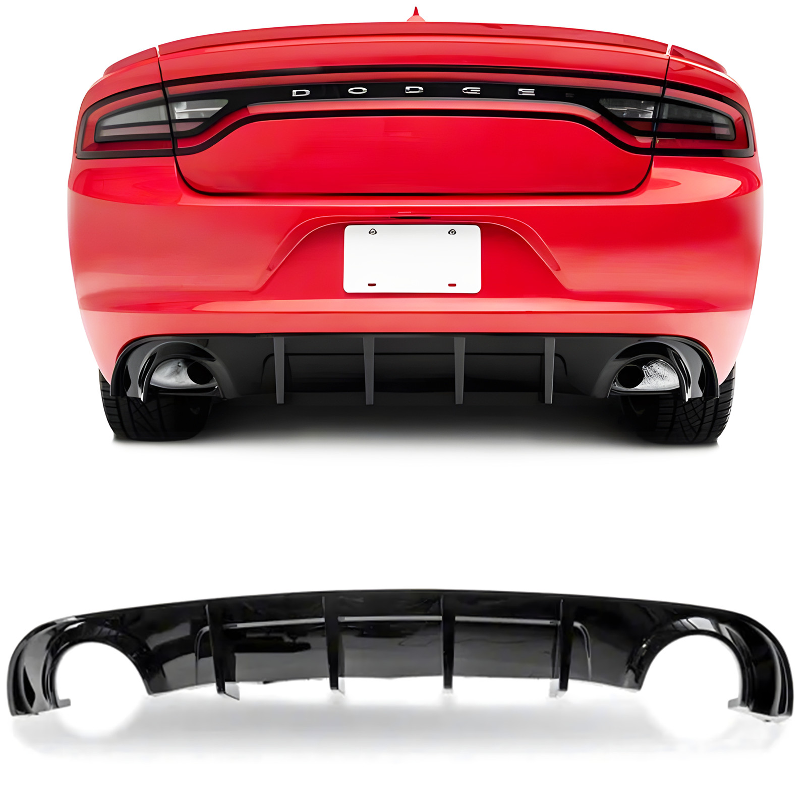 ABS Rear Bumper Diffuser Lip Gloss Black For Dodge Charger R/T SE SXT 2015-2023