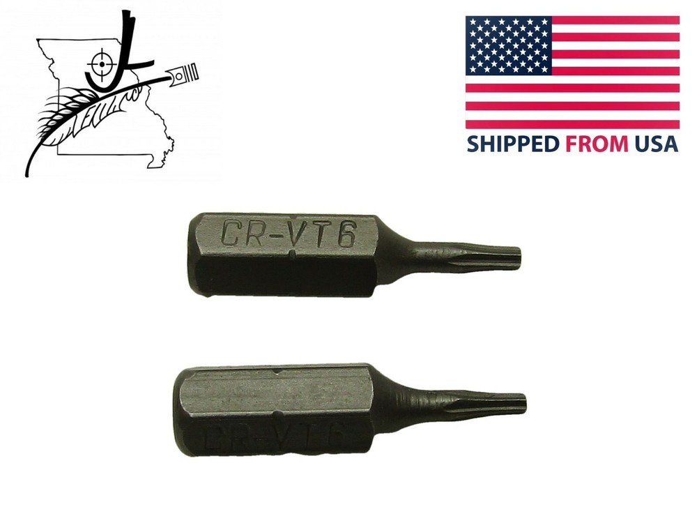 2x T6 Torx Star 25mm Long 1/4" Hex Shank Screwdriver Bit Hardened 1" Replacement