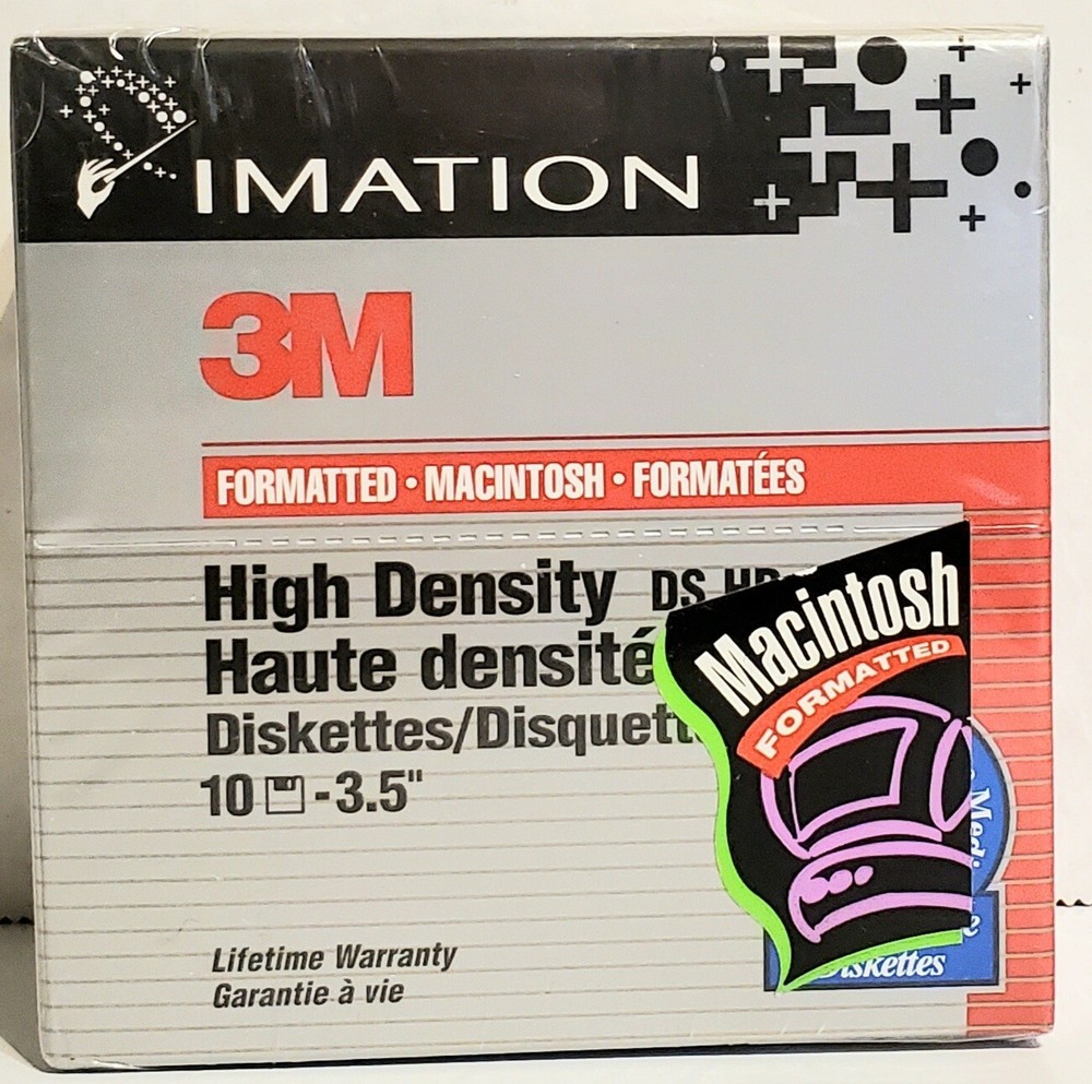 3M 10 Pack Macintosh Formatted High Density HD 3.5" Diskettes New Sealed