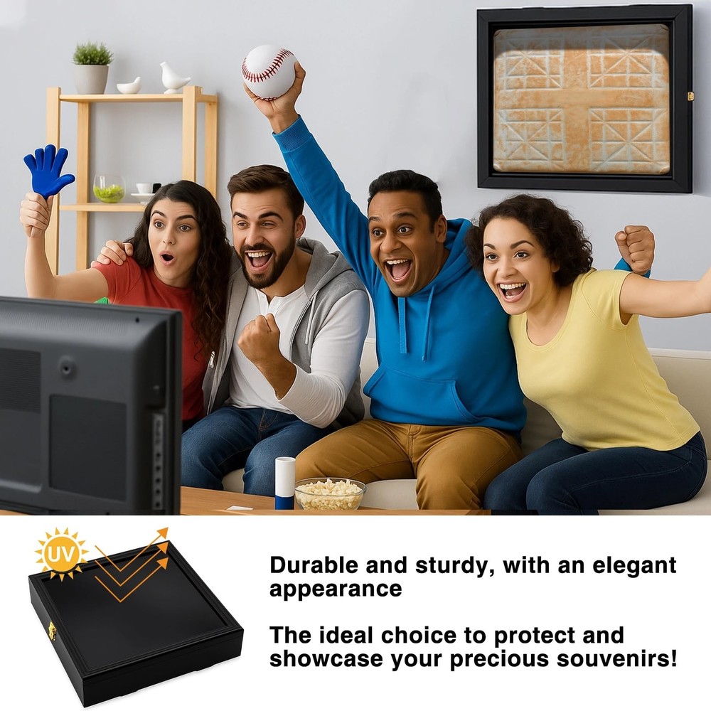 Colingmill Full Size Baseball Base Plate Display Case Black