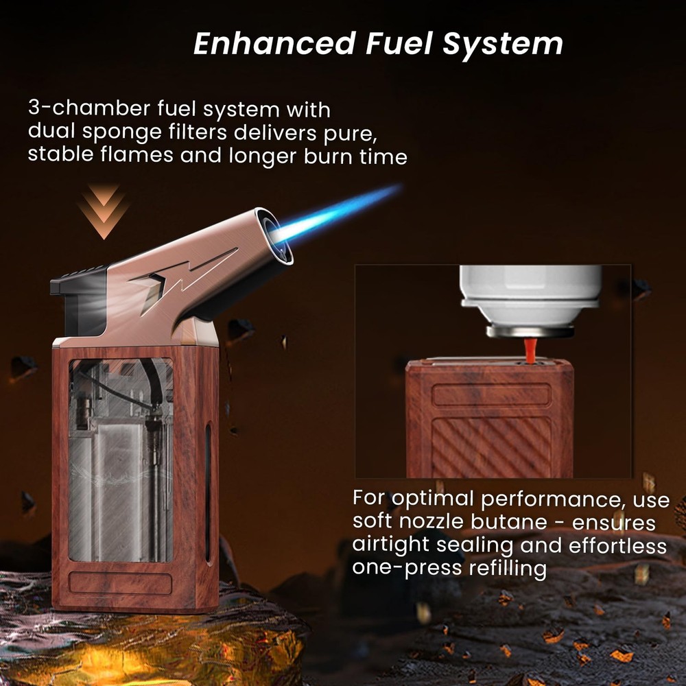 Torch Lighter with Built-in Straight Tool, Punch, Windproof Jet Flame Tool, B...