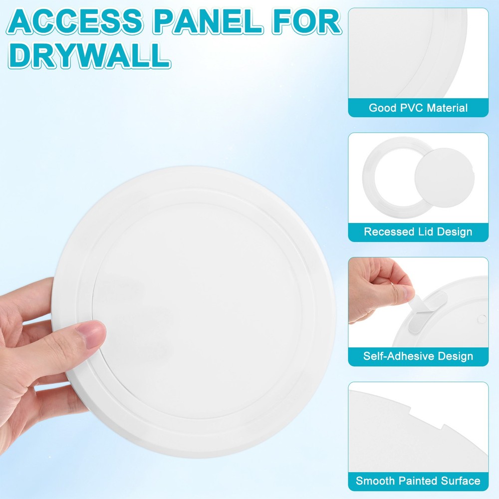 2-Pack Access Panel for Drywall, 5x5 Inch Round Plastic Removable [White]