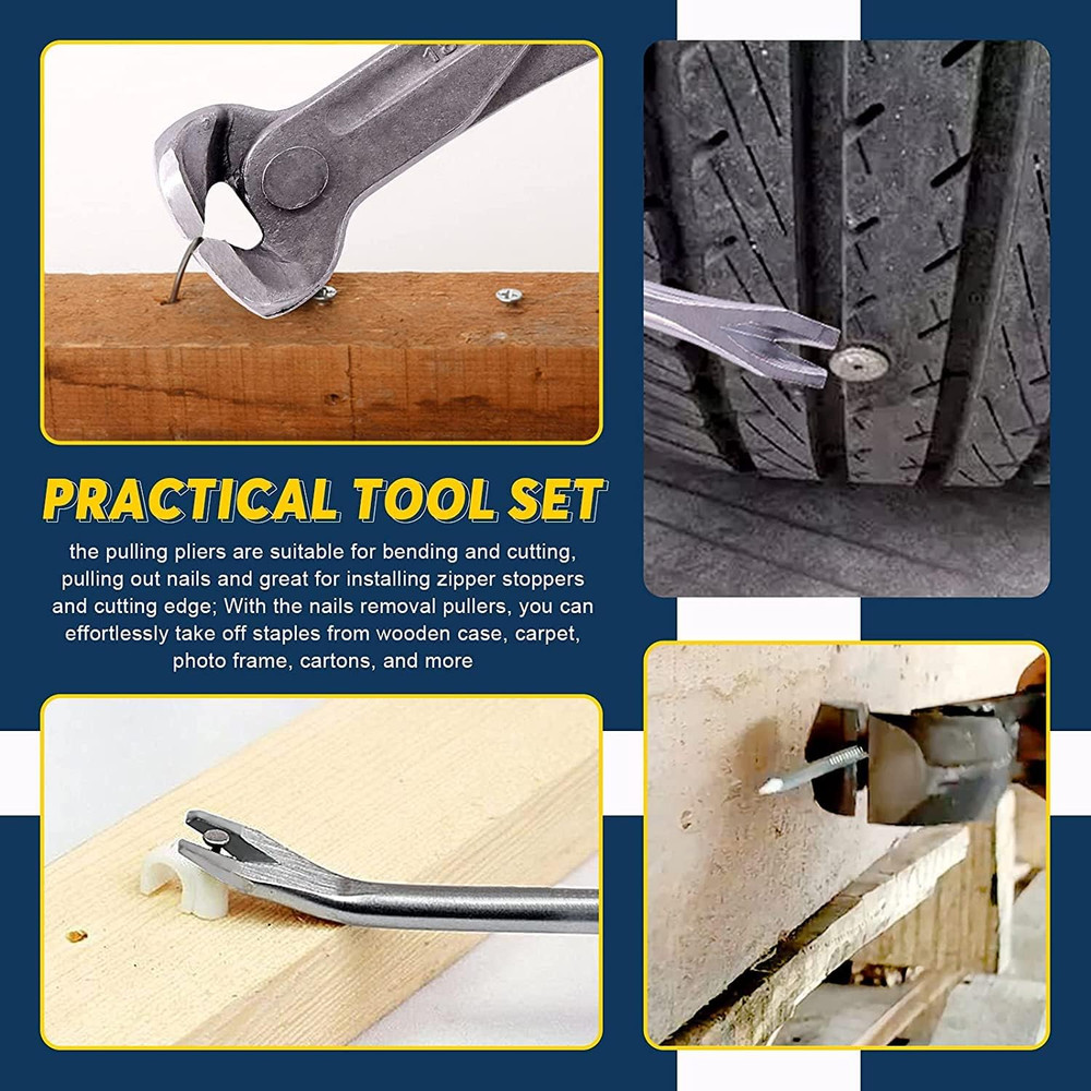 4Pcs Tack Puller Staple Remover Tool Set, Upholstery and Construction U Tip Nail