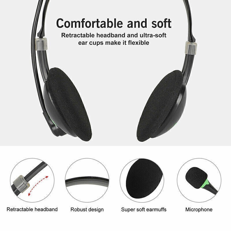 USB Wired Headset Computer Headphone with Microphone Noise Cancelling For Laptop