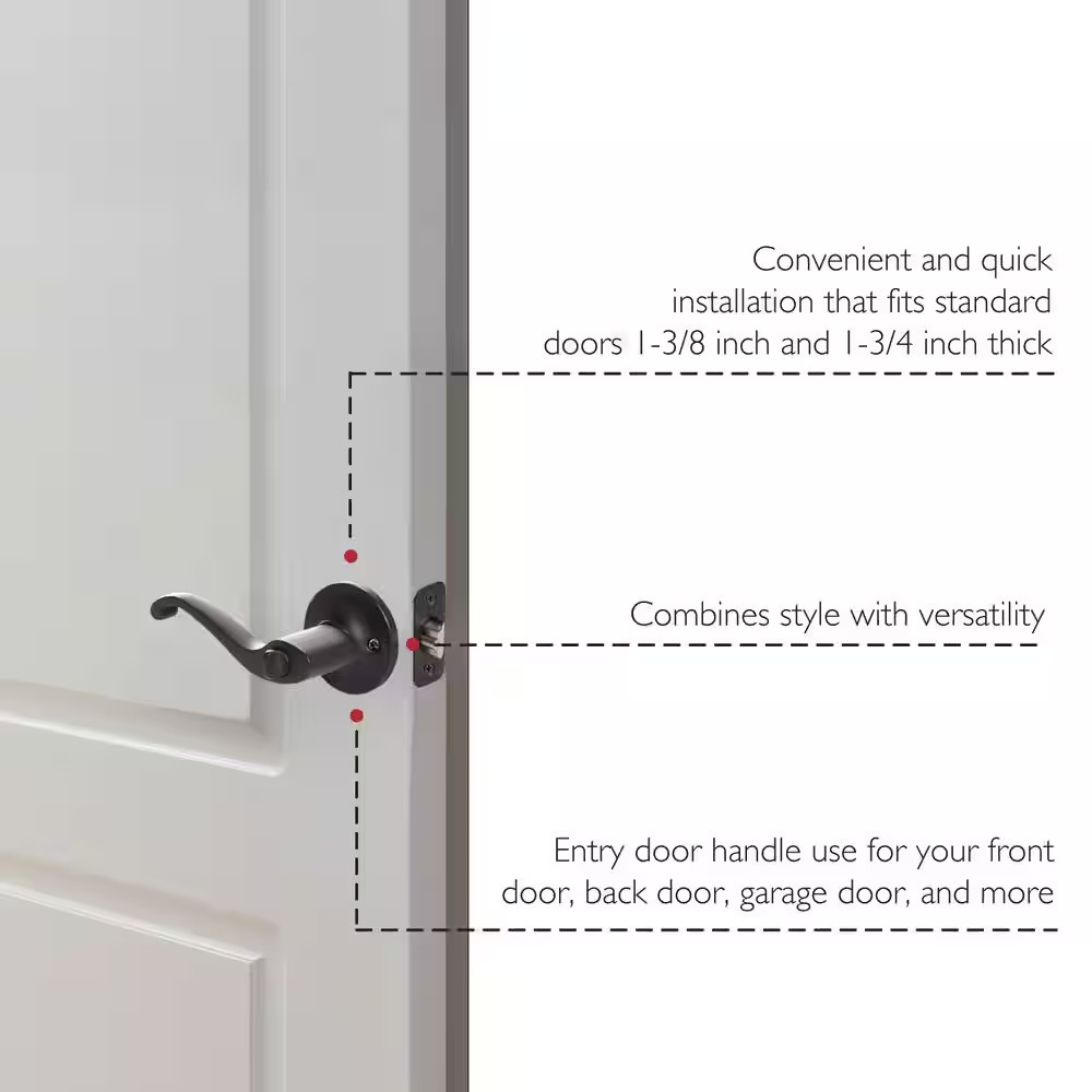 Scroll Matte Black Keyed Entry Door Lever