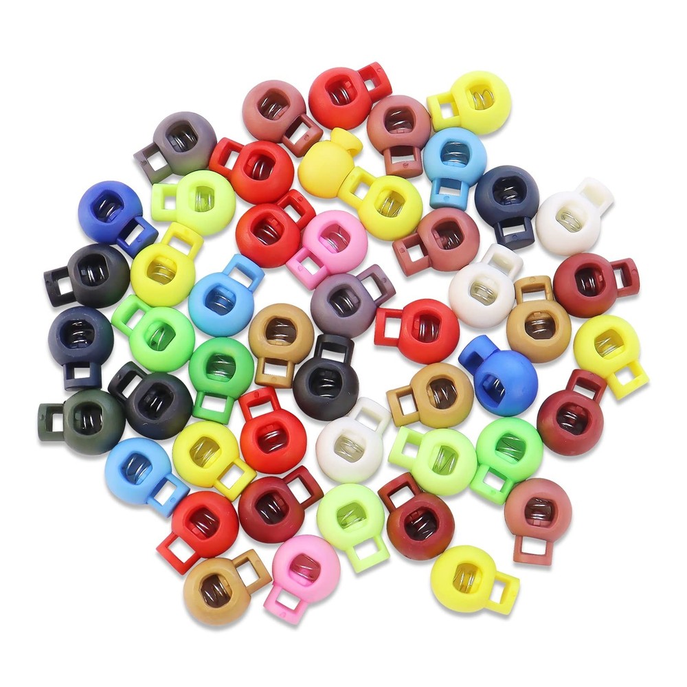 50 Pcs Plastic Spring Loaded Elastic Drawstring Rope Lanyard Adjuster Cords L...