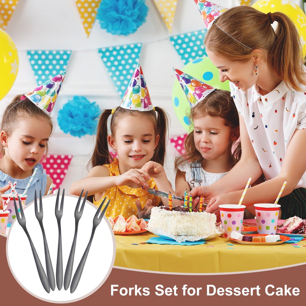 12 Pcs Pickle Fork, 5.2 Inch Olive Fork Long Handle, Black