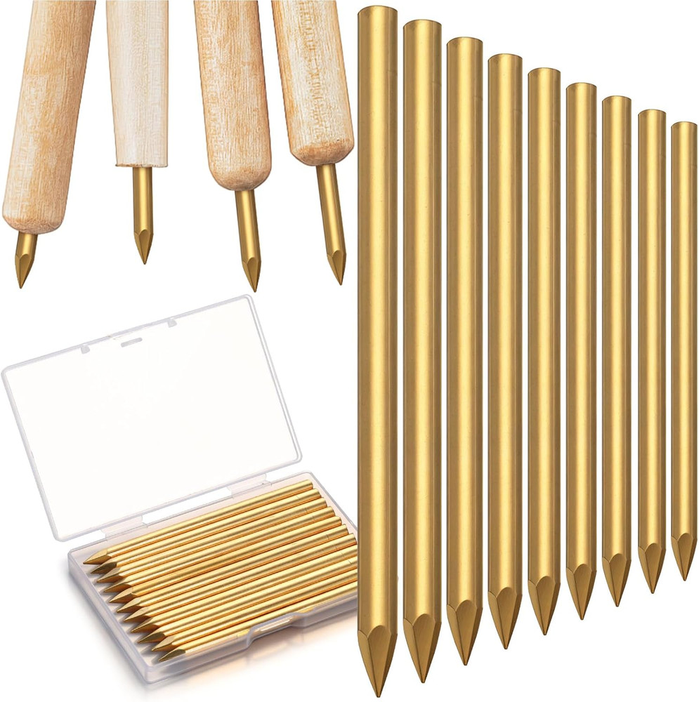 12 Pack Brass Flint Knapping Tool 3.5 Inch Nails Flint Knapping Tools, 20D Brass