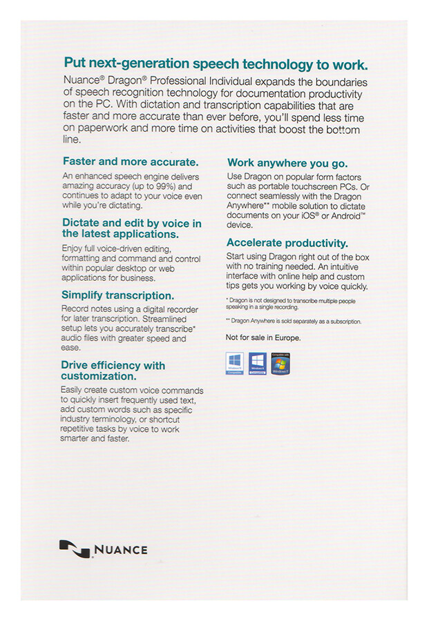 Nuance Dragon Professional Individual 15 - New Retail Box, K809A-G00-15.0