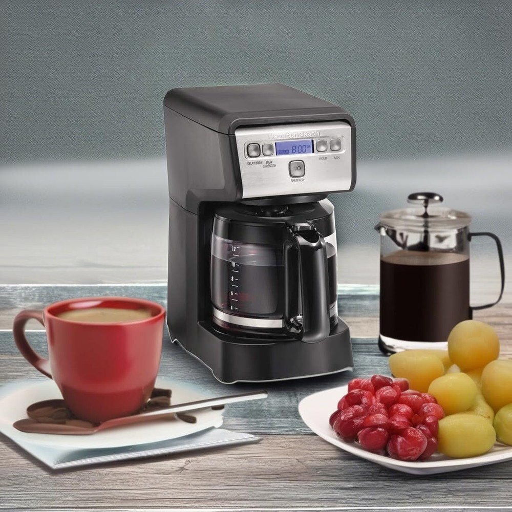 Cup Compact Programmable Drip Coffee Maker with No-Drip Burosilicate Glass