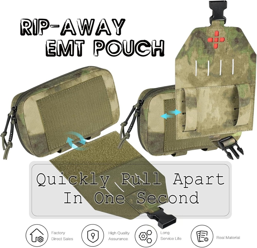 Ifak Pouch-Rapid Deployment Tactical MOLLE Trauma Kit Pouches, Quick Release Tea