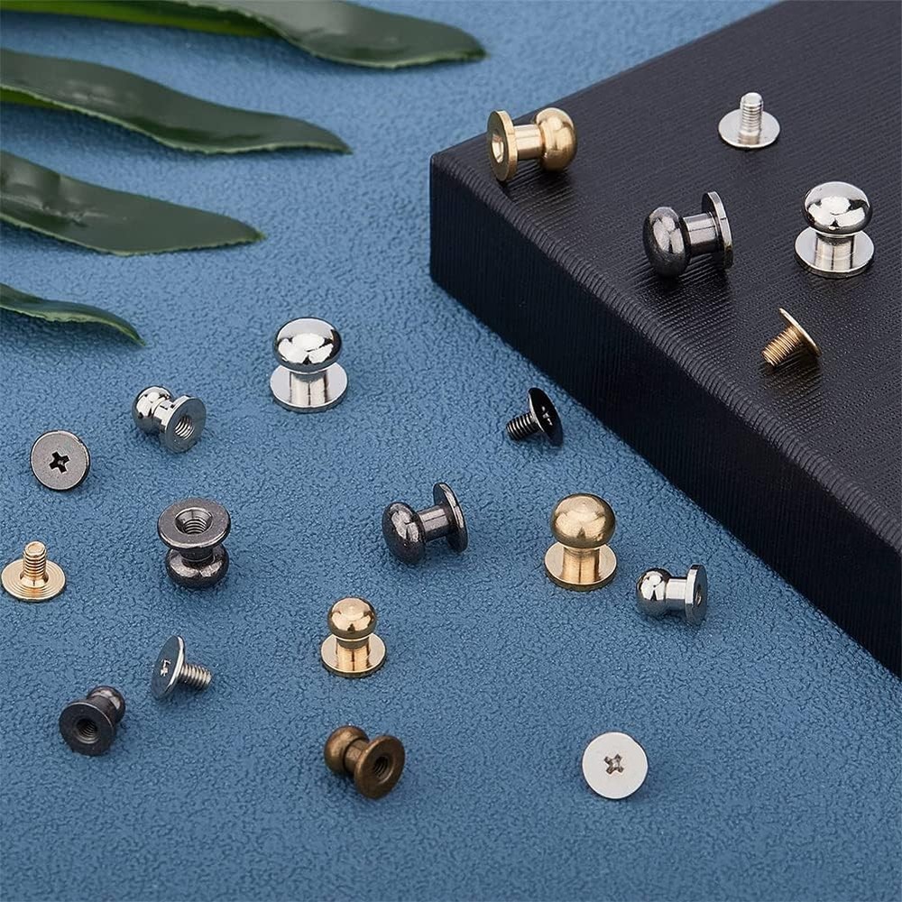 64 Sets 4 Colors Button Studs, 7 8 9 10mm Metal Studs Rivets Screwback Spots ...