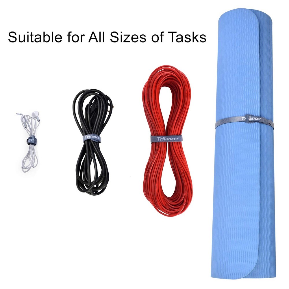 Trilancer 50 Pack Reusable Cable Straps 8in Adjustable Cable Ties - Black
